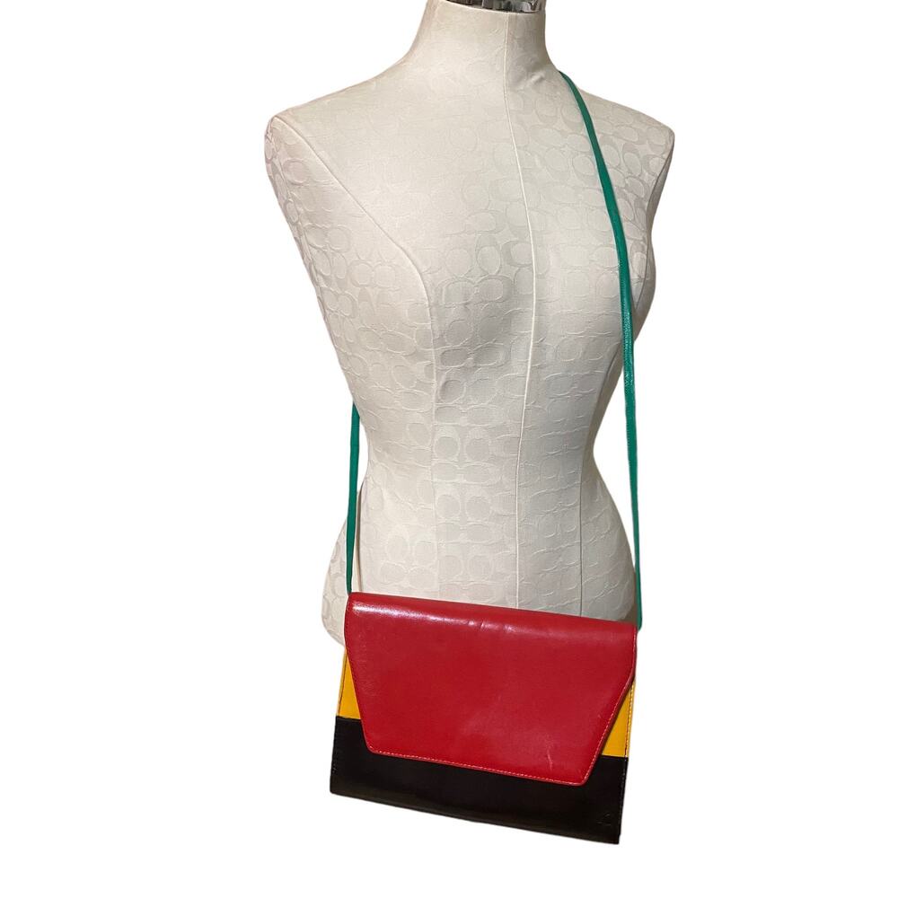 Multicolor Colorblock Envelope Crossbody Bag in Red/Yellow/Black/Royal Blue/Teal - Picture 7 of 10